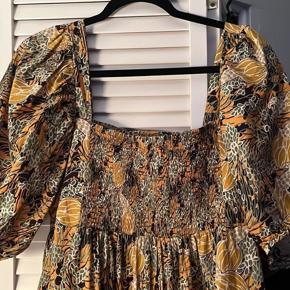 Oliphant Tuckernuck Bubble Skirt Mini Dress (M) Eden Apricot - Picture 3 of 5